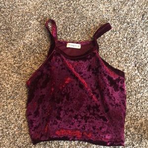 Velvet crop halter top